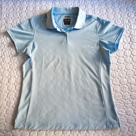 Lot of TWO Like new Adidas Golf Tennis Polo Shirts Orange Light Blue sz Med - Picture 6 of 8